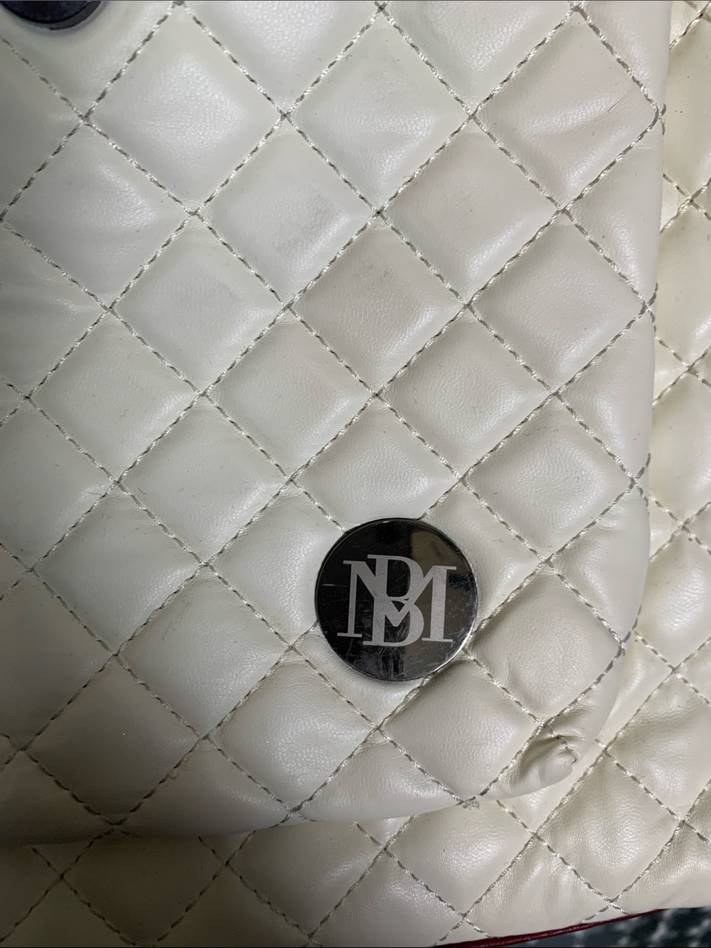 Badgley Mischka Cream Quilted Chain-Handle Tote - Picture 9 of 9